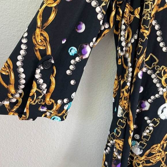 Antthony Womens Plus 1X Chain & jewels Tunic Top V Neck Stretch Shirt 3/4 Sleeve - Picture 11 of 11